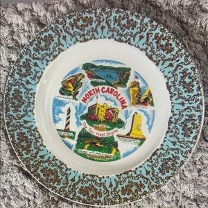 Vintage North Carolina Souvenir Decorative Plate